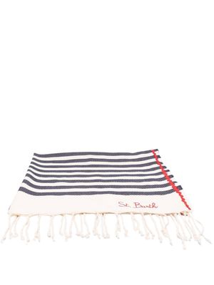 MC2 Saint Barth Kids striped cotton beach towel - Blue