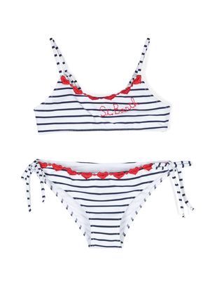 MC2 Saint Barth Kids striped embroidered-logo bikini set - Blue
