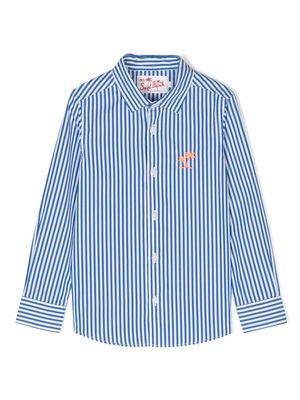 MC2 Saint Barth Kids striped long-sleeve cotton shirt - Blue