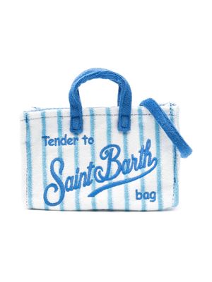 MC2 Saint Barth Kids striped terry-cloth phone bag - White