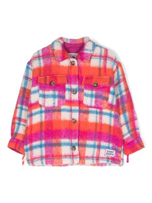 MC2 Saint Barth Kids tartan fringed shirt jacket - Pink