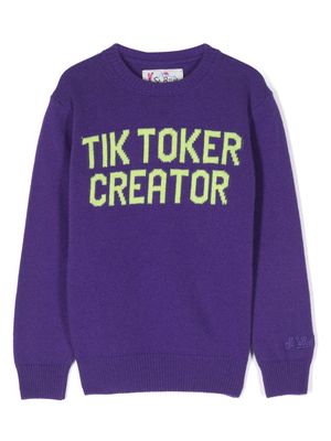 MC2 Saint Barth Kids Tik Tok Creator intarsia-knit jumper - Purple