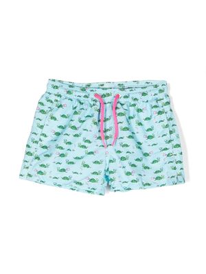 MC2 Saint Barth Kids turtle-print swim shorts - Blue