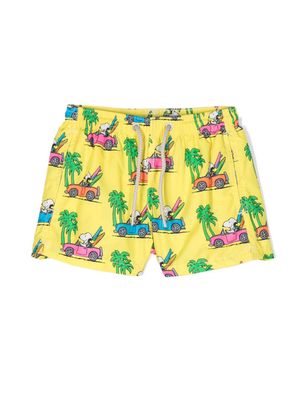 MC2 Saint Barth Kids x Snoopy printed swim shorts - Yellow