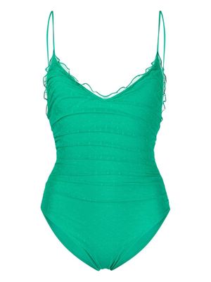 MC2 Saint Barth lace-detailing one piece swimsuit - Green