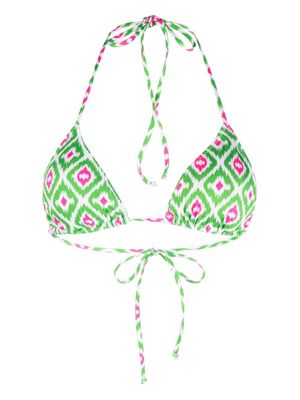 MC2 Saint Barth Leah geometric-print bikini top - Green