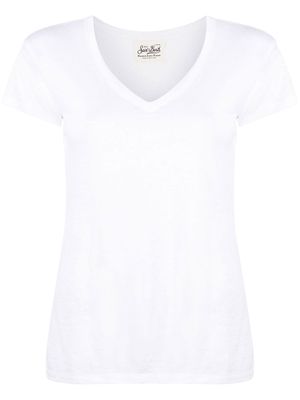 MC2 Saint Barth linen Eloise V-neck T-shirt - White