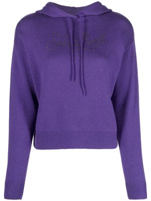 MC2 Saint Barth logo-appliqué fine-knit hoodie - Purple