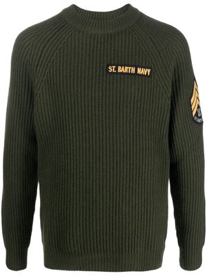 MC2 Saint Barth logo-appliqué ribbed-knit jumper - Green