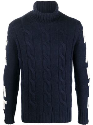 MC2 Saint Barth logo-detail cable-knit jumper - Blue