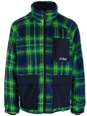 MC2 Saint Barth logo-embroidered fleece tartan jacket - Green