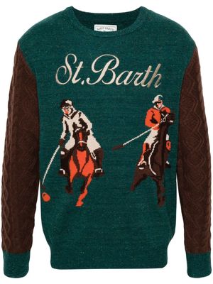 MC2 Saint Barth logo-embroidered intarsia-knit jumper - Green