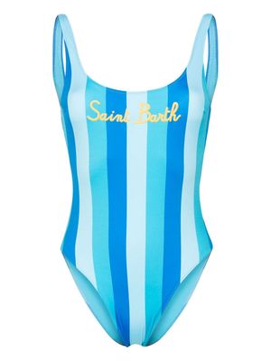 MC2 Saint Barth logo-embroidered striped swimsuit - Blue