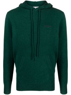 MC2 Saint Barth logo-embroidered wool hoodie - Green