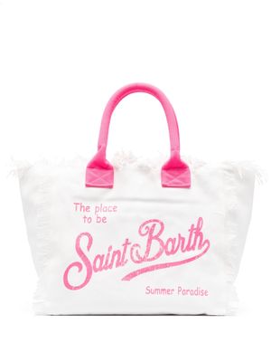 MC2 Saint Barth logo-print cotton beach bag - White
