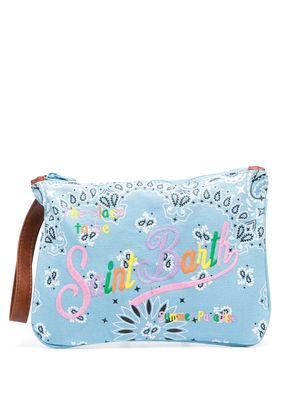 MC2 Saint Barth paisley-print embroidered pouch - Blue