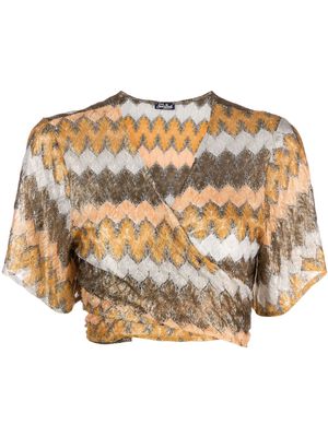 MC2 Saint Barth pointelle-knit cropped blouse - Gold