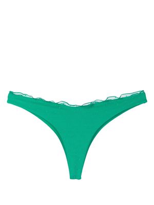 MC2 Saint Barth polka-dot tulle-overlay bikini bottoms - Green