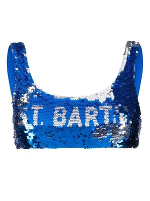 MC2 Saint Barth sequin logo-detail bikini - Blue