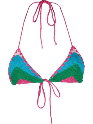 MC2 Saint Barth stripe-print knit bikini top - Blue