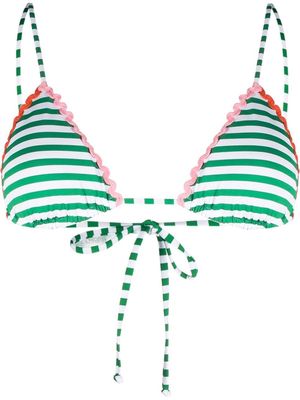 MC2 Saint Barth stripe triangle bikini top - White