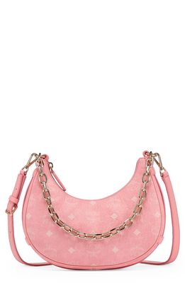 MCM Aren Small Hobo Bag in Blossom Pink Visetos