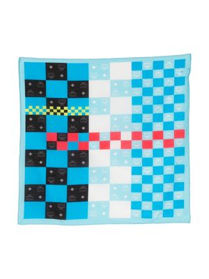 MCM checkerboard monogram bandana scarf - Blue