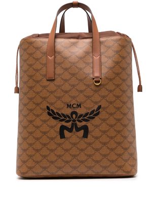 MCM Himmel Lauretos-monogram leather backpack - Brown