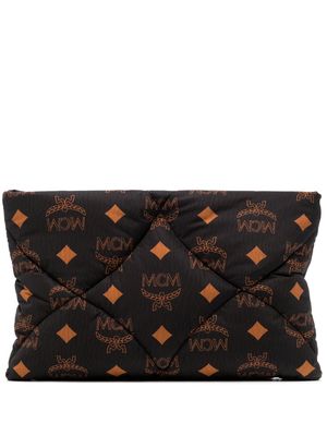 MCM large Aren quilted monogram-pattern clutch bag - Brown