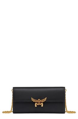 MCM Large Himmel Leather Wallet on a Chain in Black