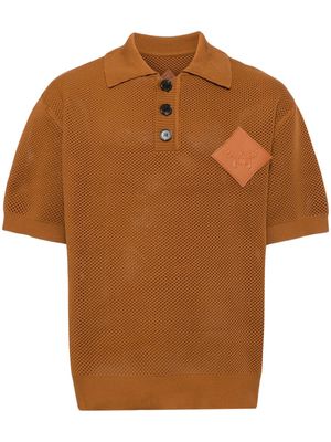 MCM logo-appliqué knitted polo shirt - Brown