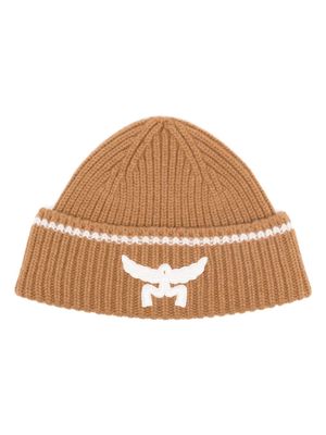 MCM logo-embroidered ribbed-knit beanie - Brown
