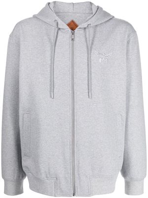 MCM logo-embroidered zip-up hoodie - Grey