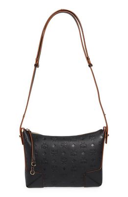 MCM Medium Klara Visetos Leather Shoulder Bag in Black