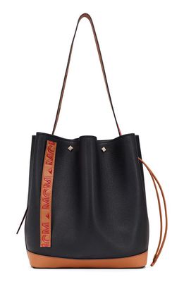 MCM Medium Milano Leather Bucket Bag in Black