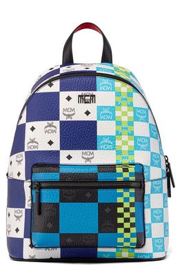 MCM Medium Stark Visetos Coated Canvas Backpack in Blue Multi