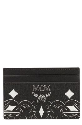 MCM Mini Aren Coated Canvas Card Case in Black
