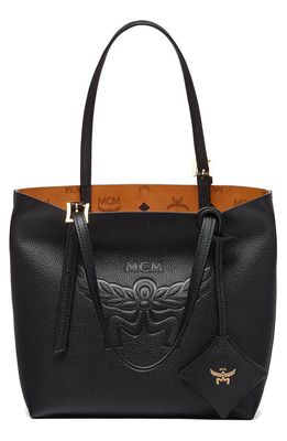 MCM Mini Lauretos Reversible Leather Shopper Bag in Black