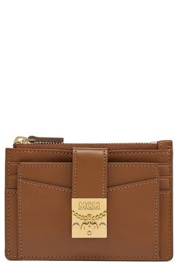 MCM Mini Patricia Leather Card Case in Toffee