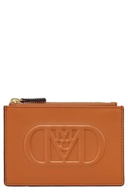 MCM Mode Travia Leather Card Case in Cognac
