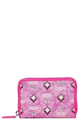 MCM Portuna Mini Zip Wallet in Pink