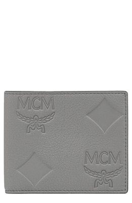 MCM Small Aren Embossed Leather Bifold Wallet in Cloudburst