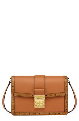 MCM Small Tracy Leather Shoulder Bag in Cognac