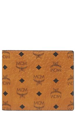 MCM Visetos Original Coated Canvas Bifold Wallet in Cognac
