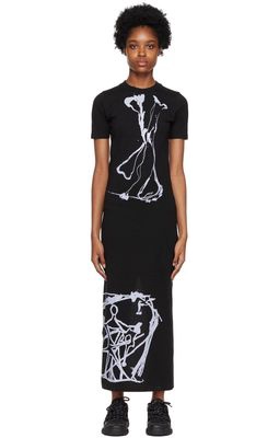MCQ Black T-Shirt Midi Dress