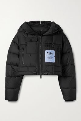 MCQ - Festival Cropped Hooded Appliquéd Quilted Shell Jacket - Black