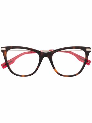 MCQ tortoiseshell-detail rectangular glasses - Brown