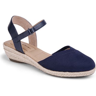 Me Too Nikkie Ankle Strap Espadrille Wedge Sandal in Navy