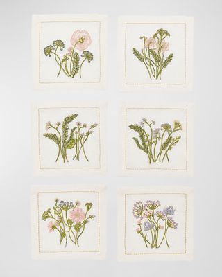 Meadow Embroidered Cocktail Napkins, Set of 6