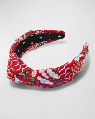 Meadow-Embroidered Knot Headband